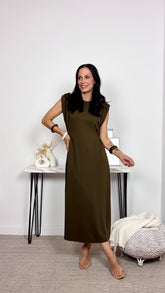 Vestido Hombreras Boton